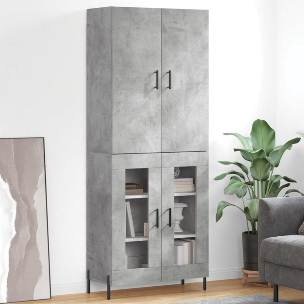 vidaXL 4 Door Concrete Grey Highboard Image 1