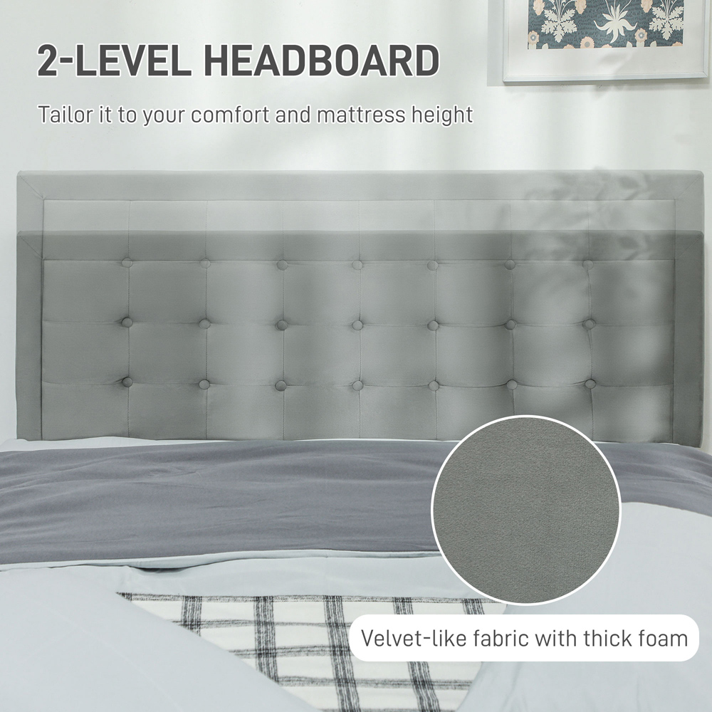 Portland Grey Velvet Storage Double Bed Image 5