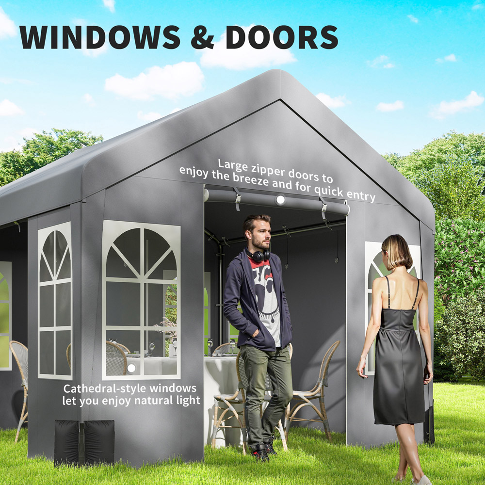 Outsunny 3 x 3m Grey Cathedral Style Gazebo with Sidewalls Image 8