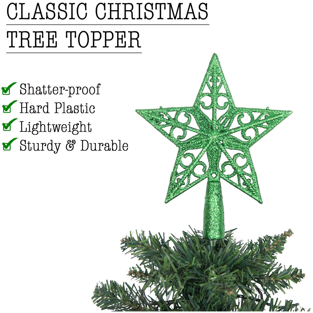 Shatchi Dark Green Glitter Star Tree Topper Image 4