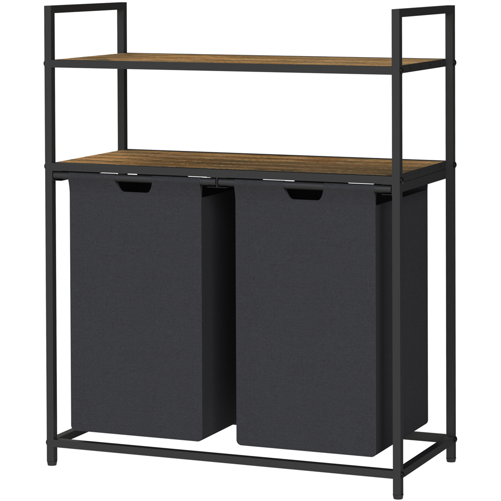 Neo Single 2 Shelf Black Double Laundry Hamper Image 3