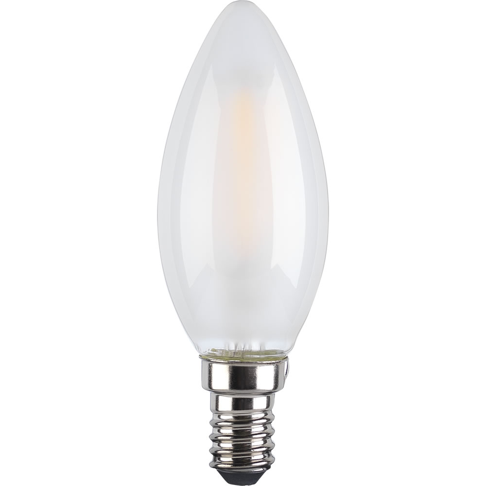 Wilko 1 pack Small Screw E14/SES LED 4W 470 Lumens  Frosted Candle Filament Light Bulb Image 1