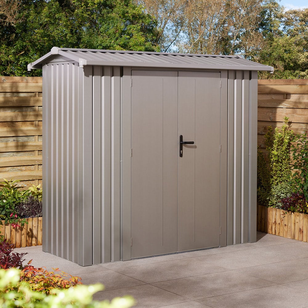 Rowlinson 8 x 4ft Grey Brentvale Premium Apex Metal Garden Shed Image 2