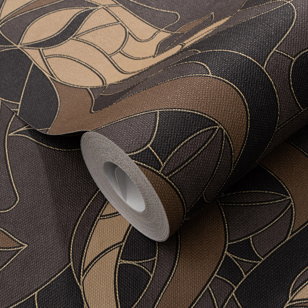 Elle Decoration Moretta Brown Vinyl Wallpaper by Erismann Image 3