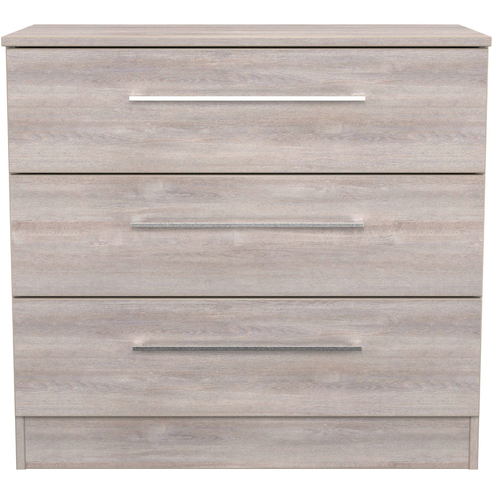Crowndale Worcester 3 Drawer Grey Oak Chest of Drawers Ready Assembled Image 2