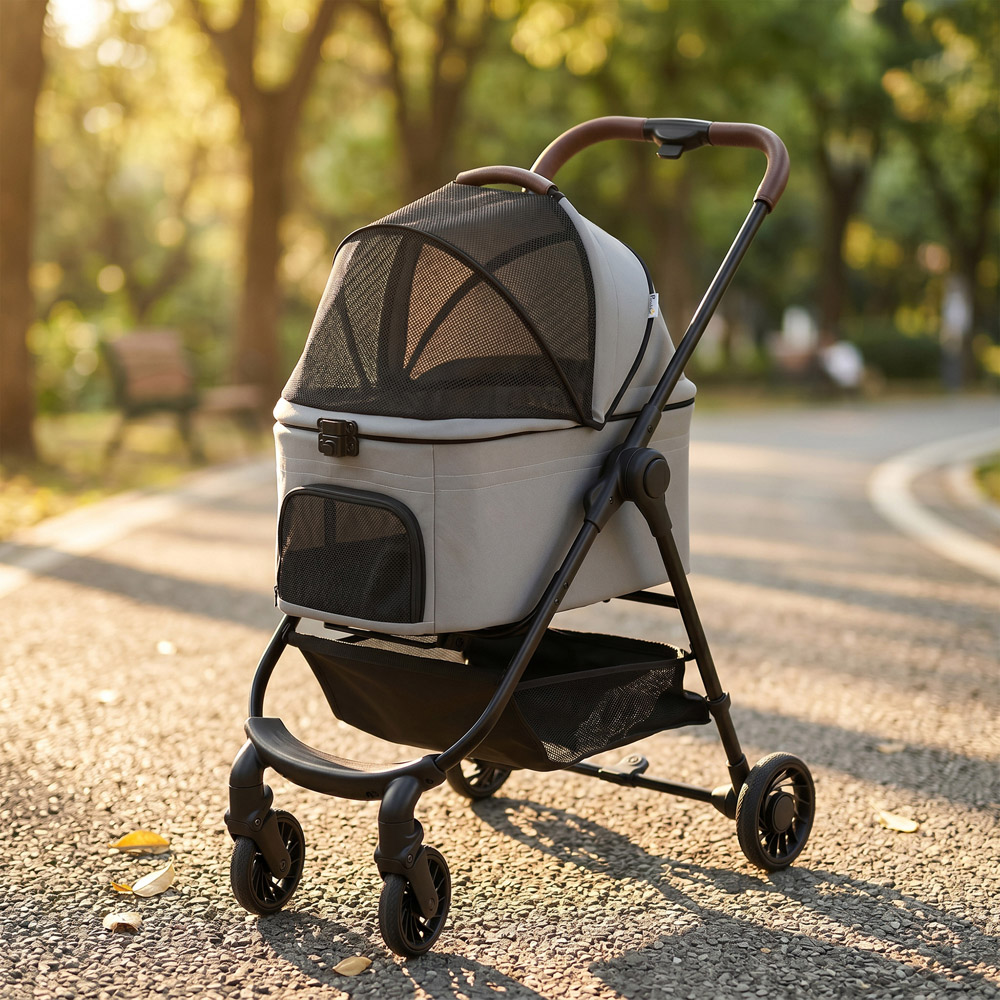 PawHut 3-in-1 Grey Small Foldable Dog Stroller Image 7