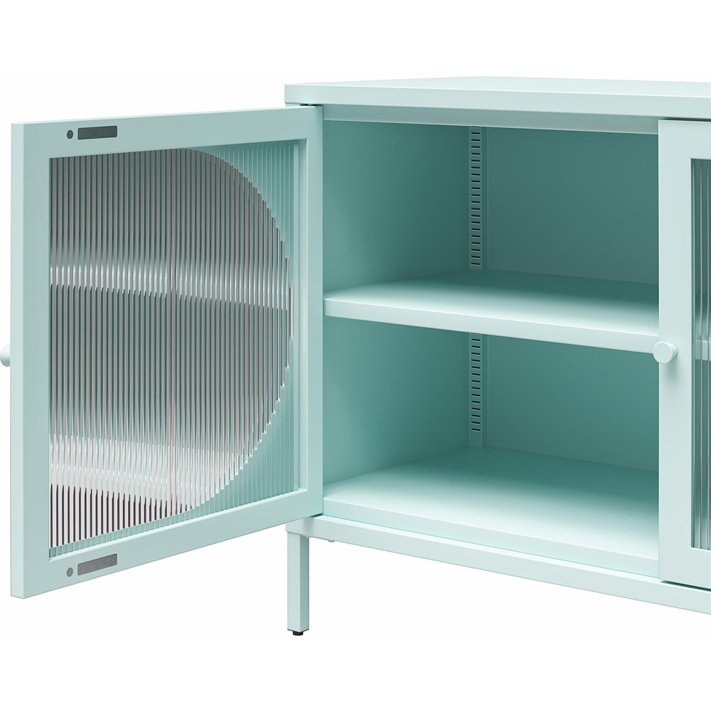 Dorel Luna 2 Door Sky Blue Fluted Glass Wide Accent Cabinet Image 4