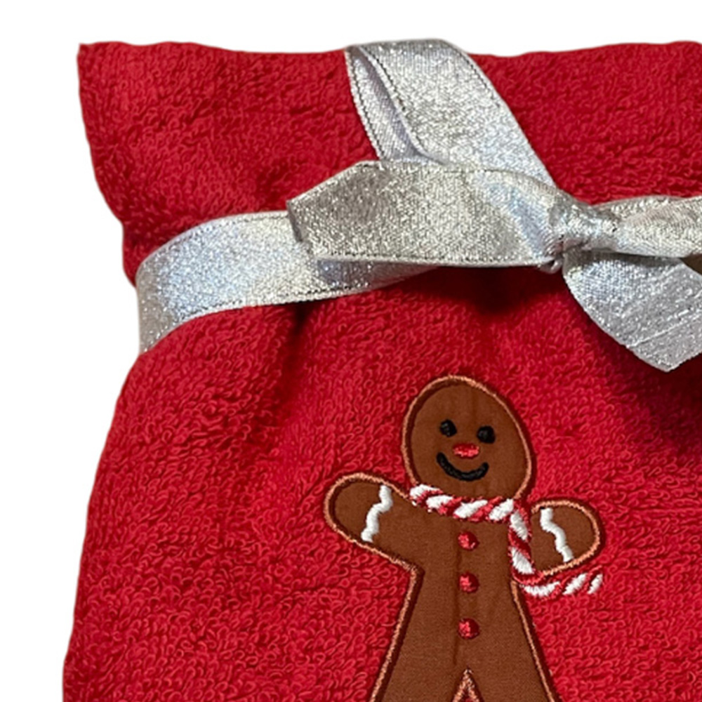 Bellissimo Home Cotton Gingerbread Man Embroidered Hand Towel 2 Pack Image 3