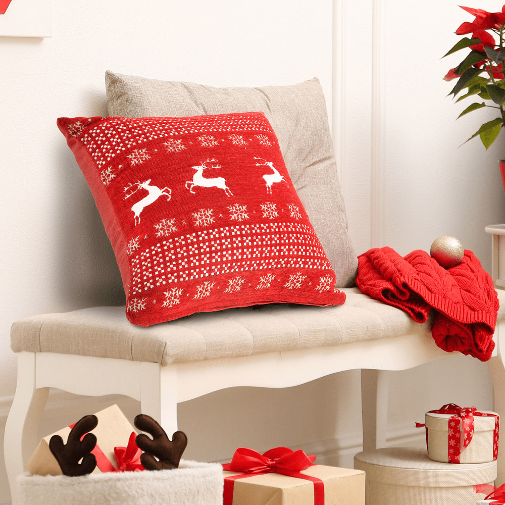 Noel Square Dancing Stage Cotton Chenille Cushion 43 x 43cm Image 4