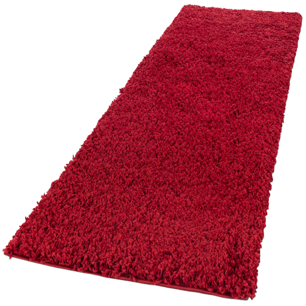 Desire Rugs Oxford Red Plain Shaggy Runner Rug 60 x 220cm Image 1