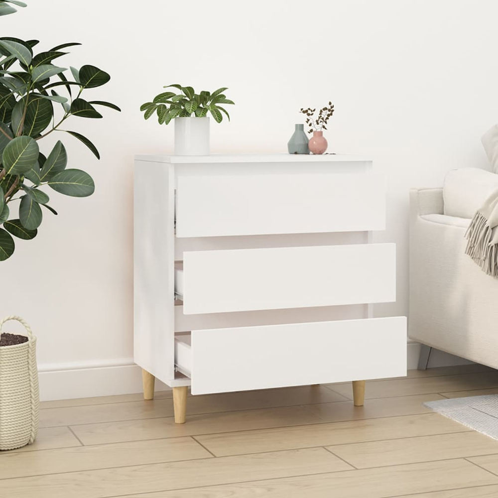 vidaXL 3 Drawer White Sideboard Image 8