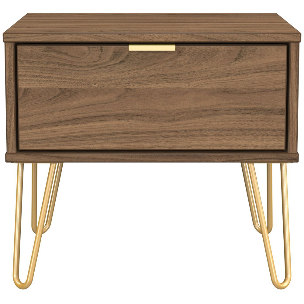 Crowndale Hong Kong Single Drawer Carini Walnut Side Table Ready Assembled Image 3