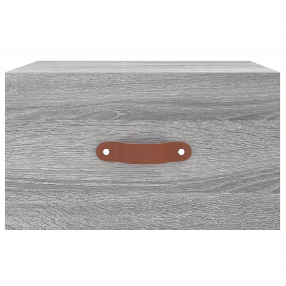 vidaXL Single Drawer Grey Sonoma Wall Mounted Bedside Cabinet with Brown Handle Image 5