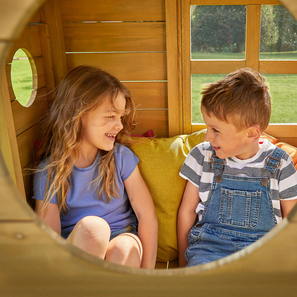 TP Treehouse Wooden Playhouse with Swing Slide Balcony and Panel Kit Image 6