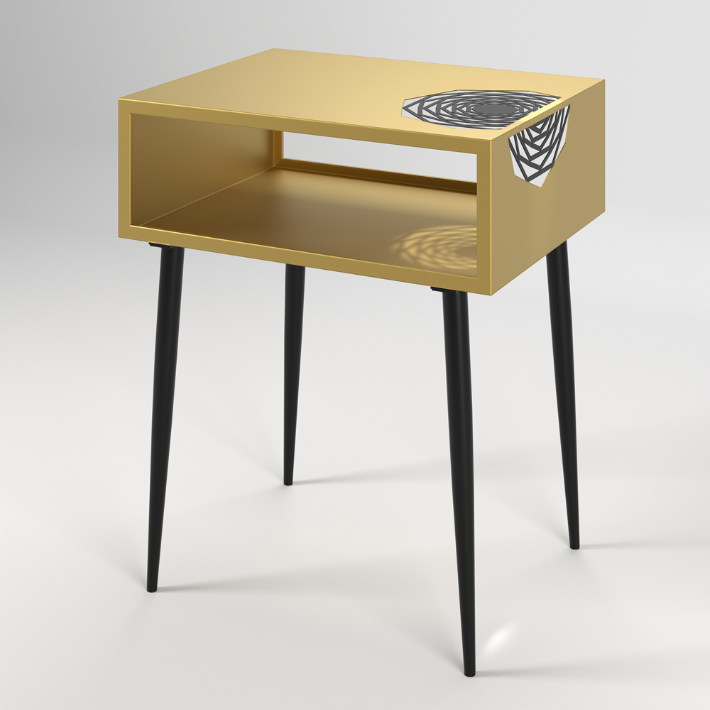 Core Products Galaxy Gold and Black Metal Bedside Table Image 4