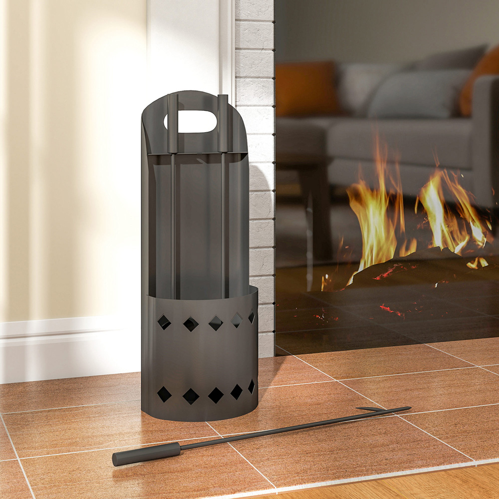 Outsunny 4 Piece Black Metal Fireplace Companion Set Image 5