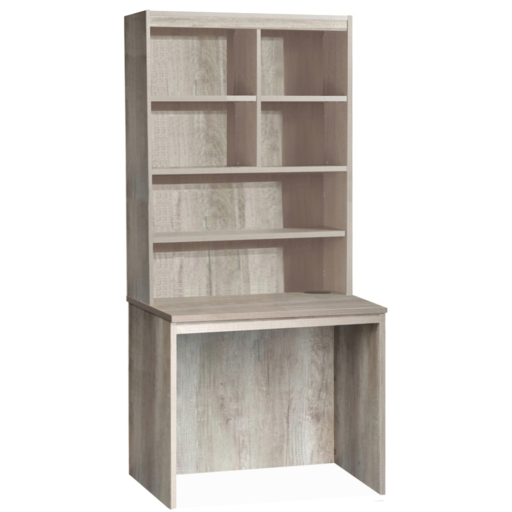 R White Cabinets 6 Shelf Home Office Desk with Hutch Grey Image 2