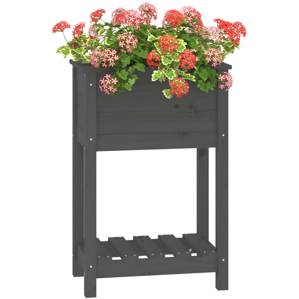 vidaXL Single Shelf Grey Solid Pine Wood Garden Planter 81 x 54 x 34.5cm Image 3