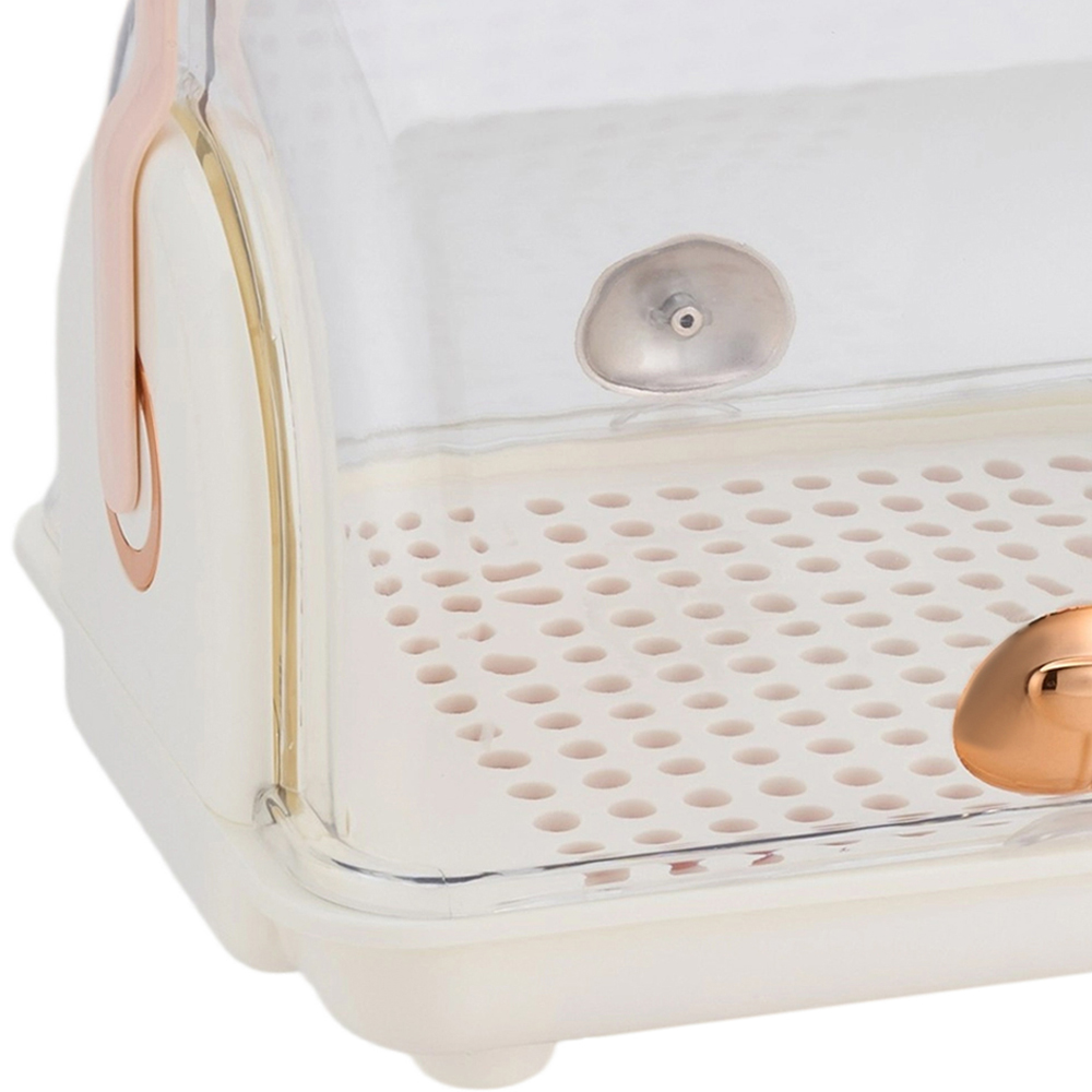 Living and Home Pink Portable Baby Bottle Drying Rack with Dual Flip-Up Cover Image 6