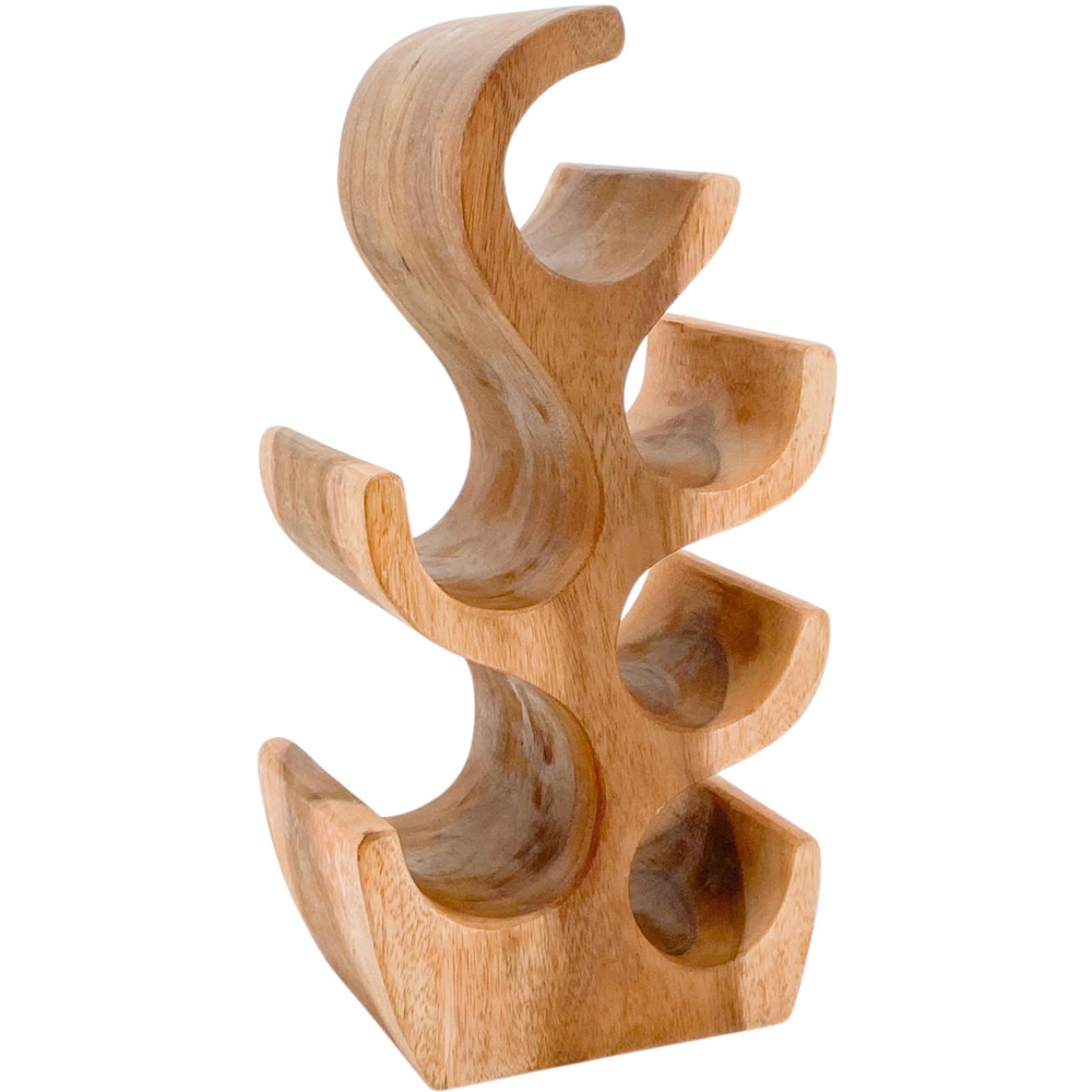Acacia Home 6 Bottle Hand Carved Wine Rack Image 1