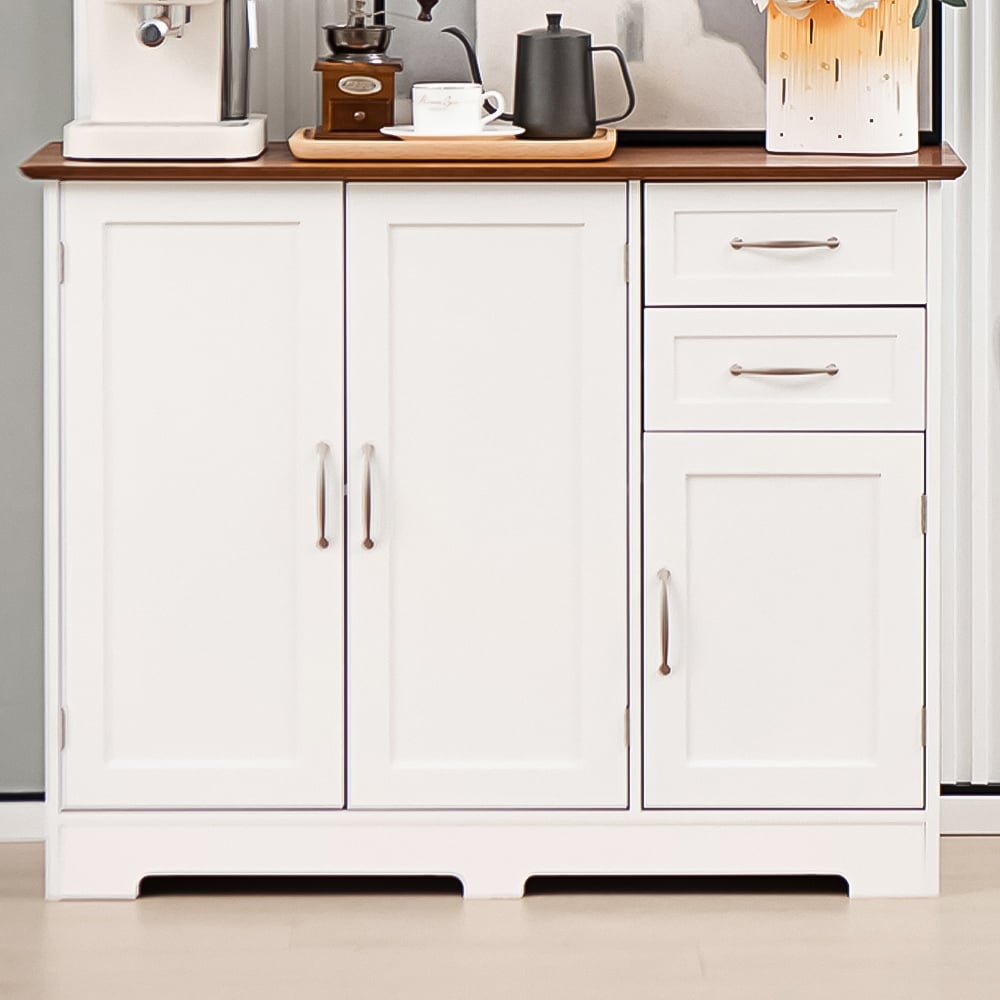 Costway 3 Door 2 Drawer White Storage Cabinet Image 1