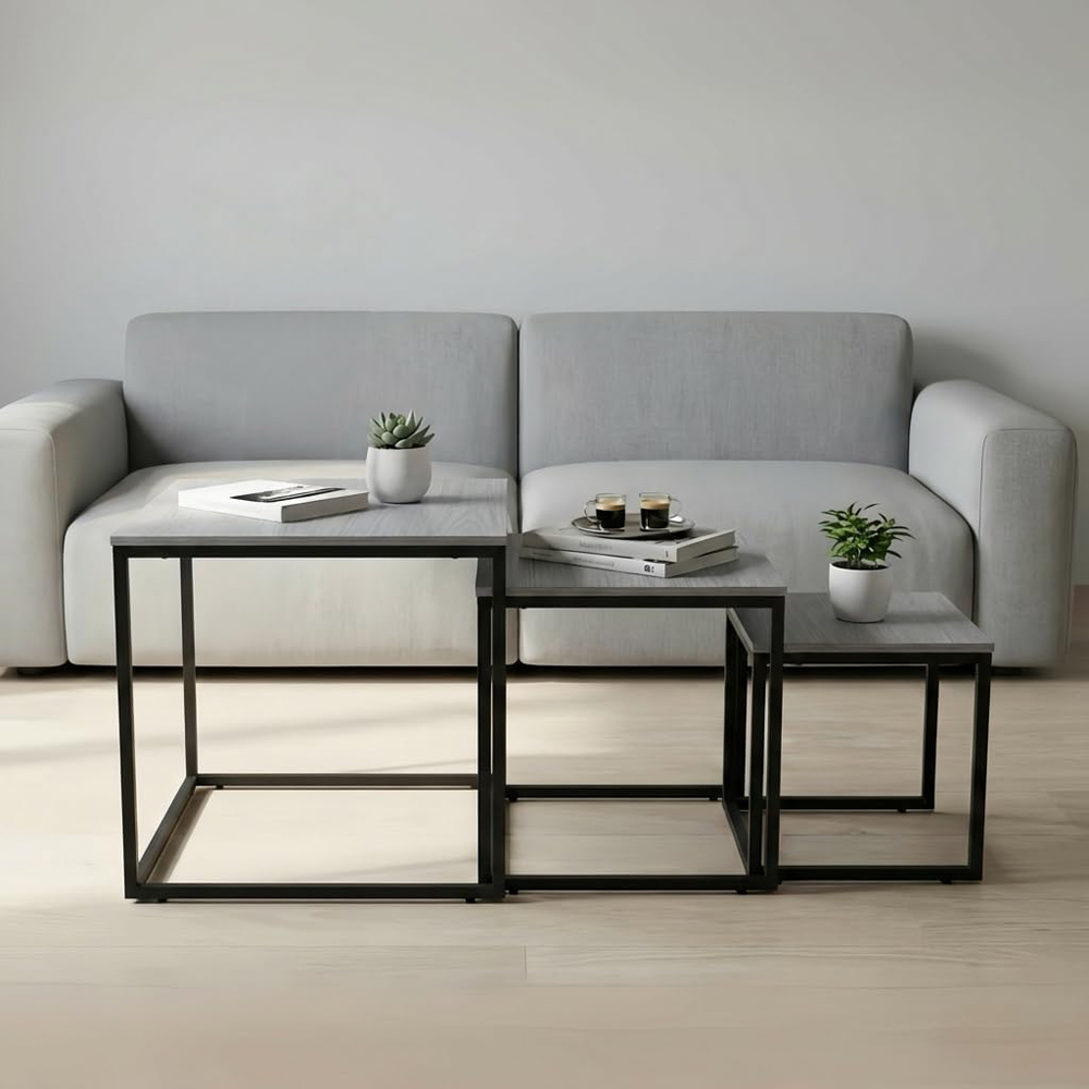 Alivio Grey Industrial Nest of Tables Set of 3 Image 5