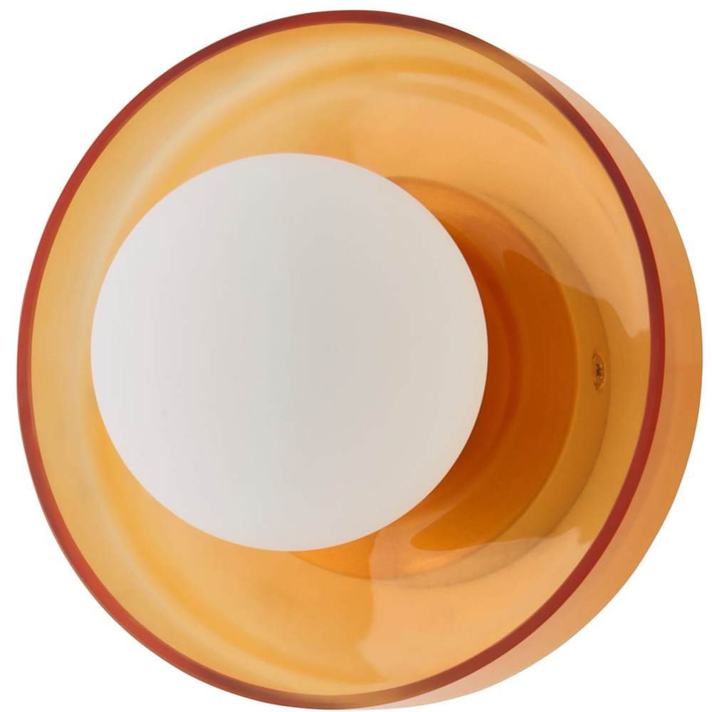 ValueLights Newbury Amber Glass Shade Flush Wall Light with Bulb 2 Pack Image 1