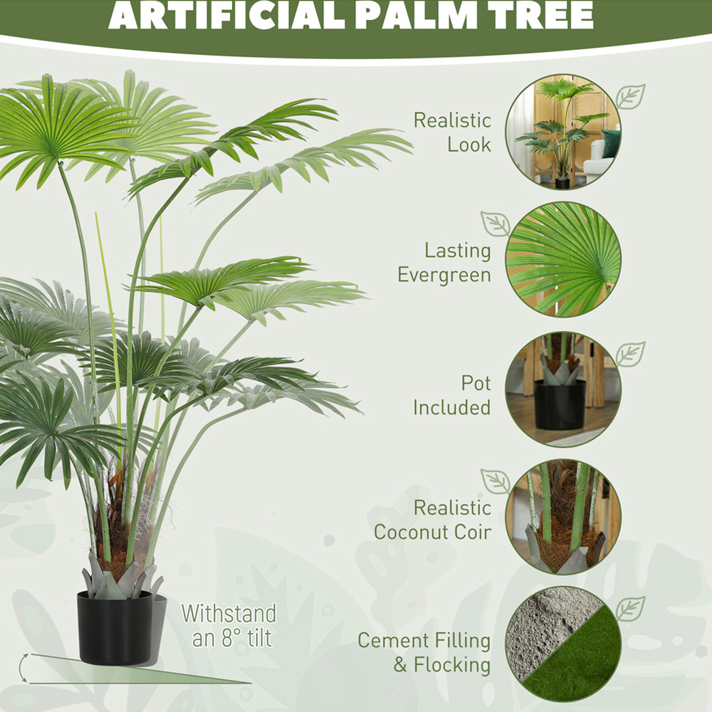 HOMCOM Palm Tree Artificial Plant Pot 145cm Image 8