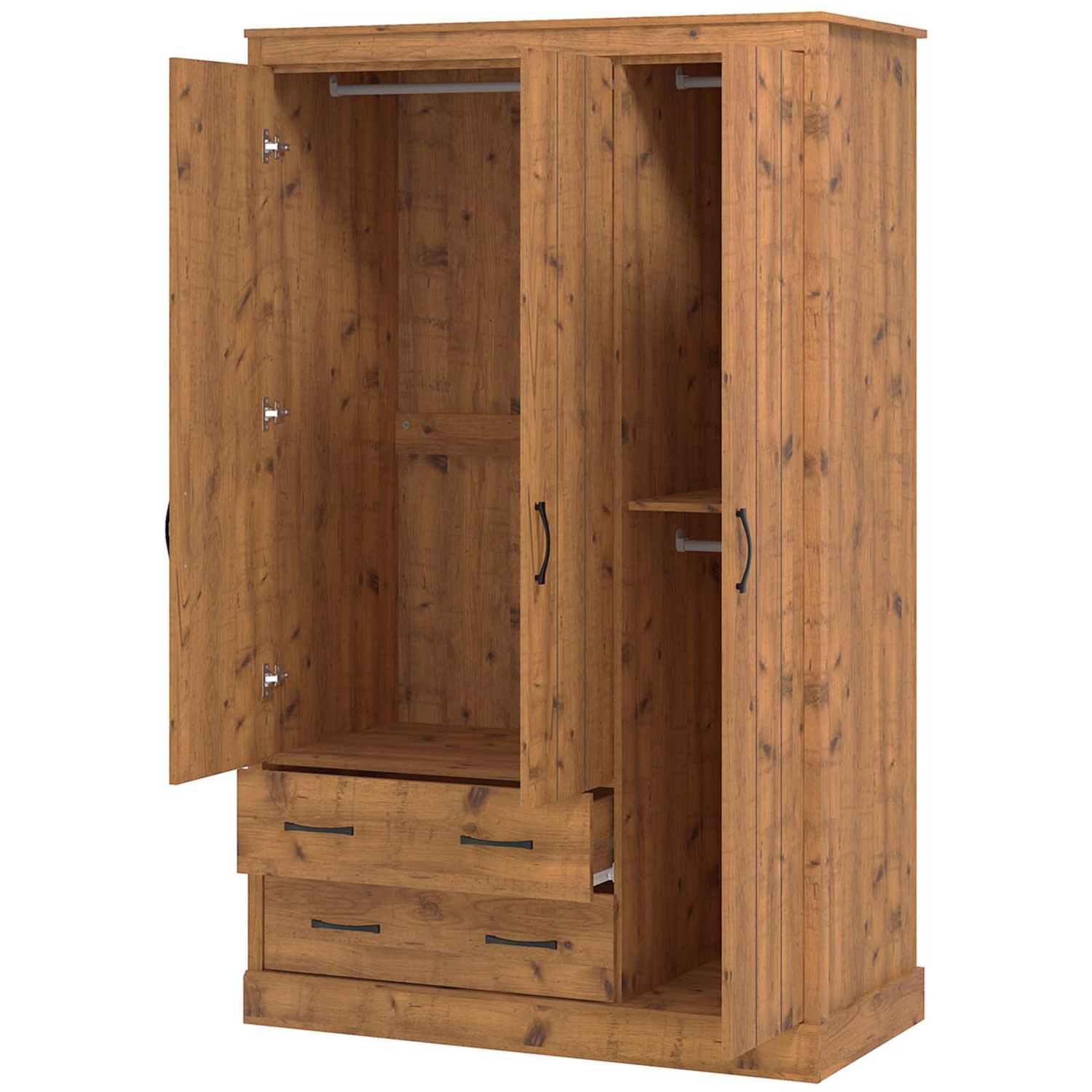 Camford 3 Door 2 Drawer Oak Wardrobe Image 3