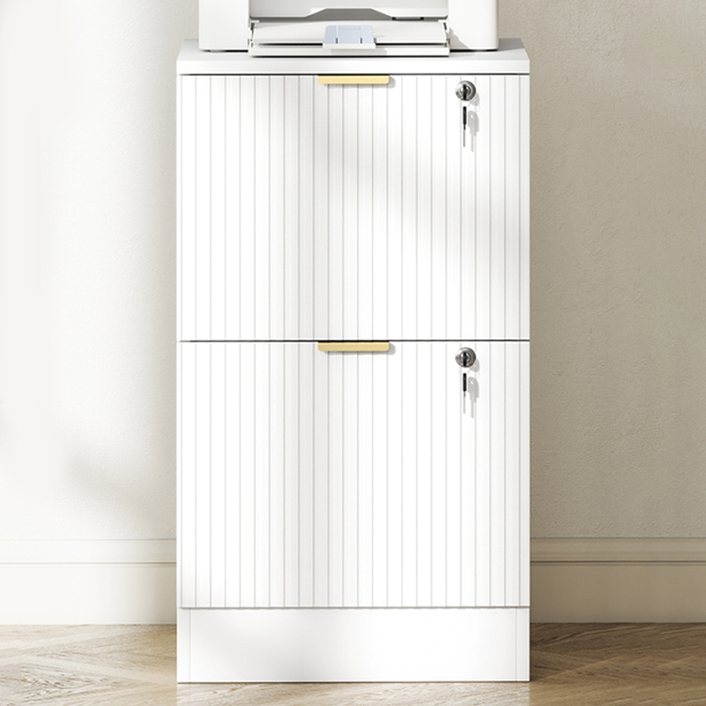 Portland 2 Drawer White Lockable Filing Cabinet with Keys Image 1
