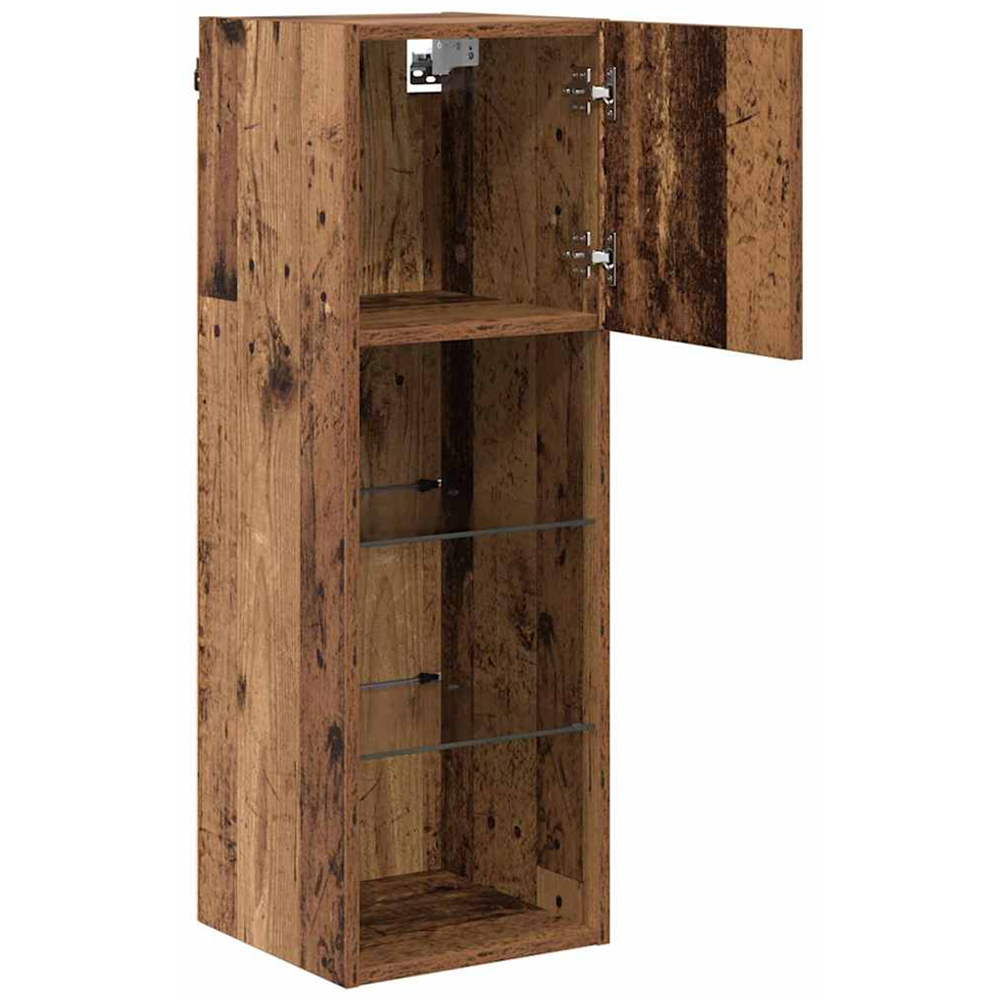 vidaXL Single Door 3 Shelf Old Wood Wall Mounted LED TV Unit Image 5