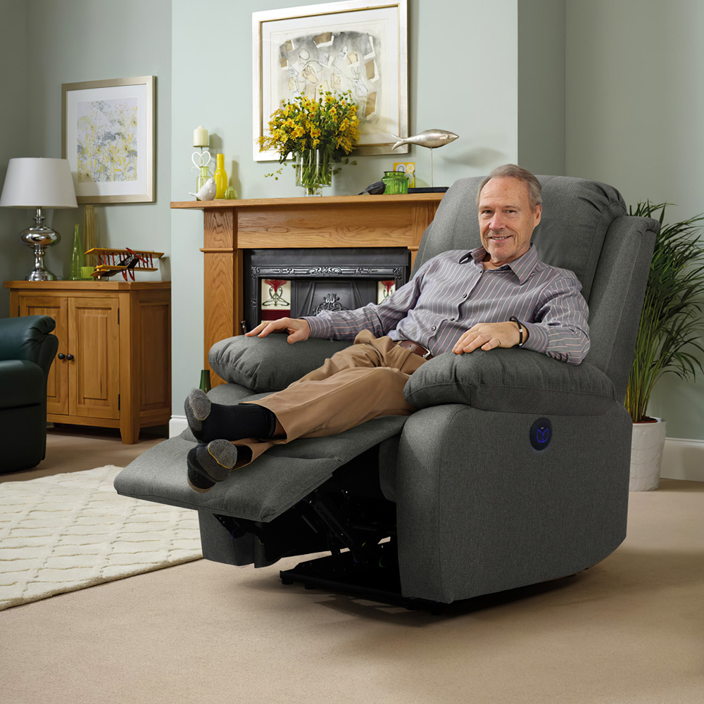 Comfy Living Dark Grey Linen Electric Recliner Chair Image 7