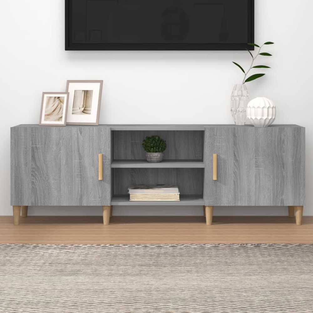 vidaXL 2 Door 2 Shelf Grey Sonoma TV Cabinet Image 1
