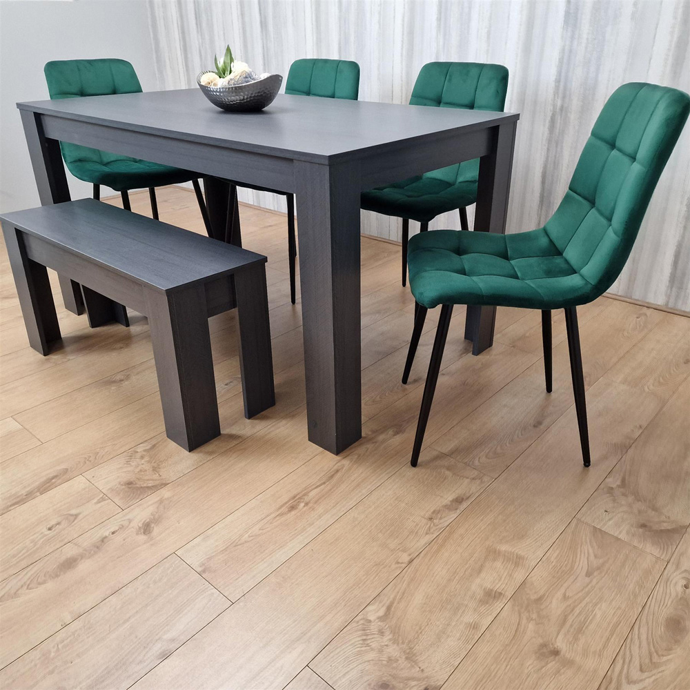 Portland 6 Seater Dining Set Dark Grey and Green Image 3
