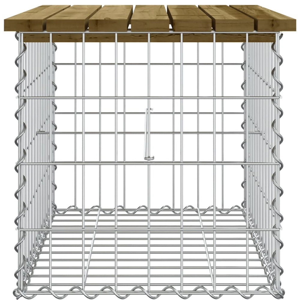 Walplus Impregnated Pine Wood and Galvanised Steel Gabion Design Garden Bench 42 x 63 x 44cm Image 5