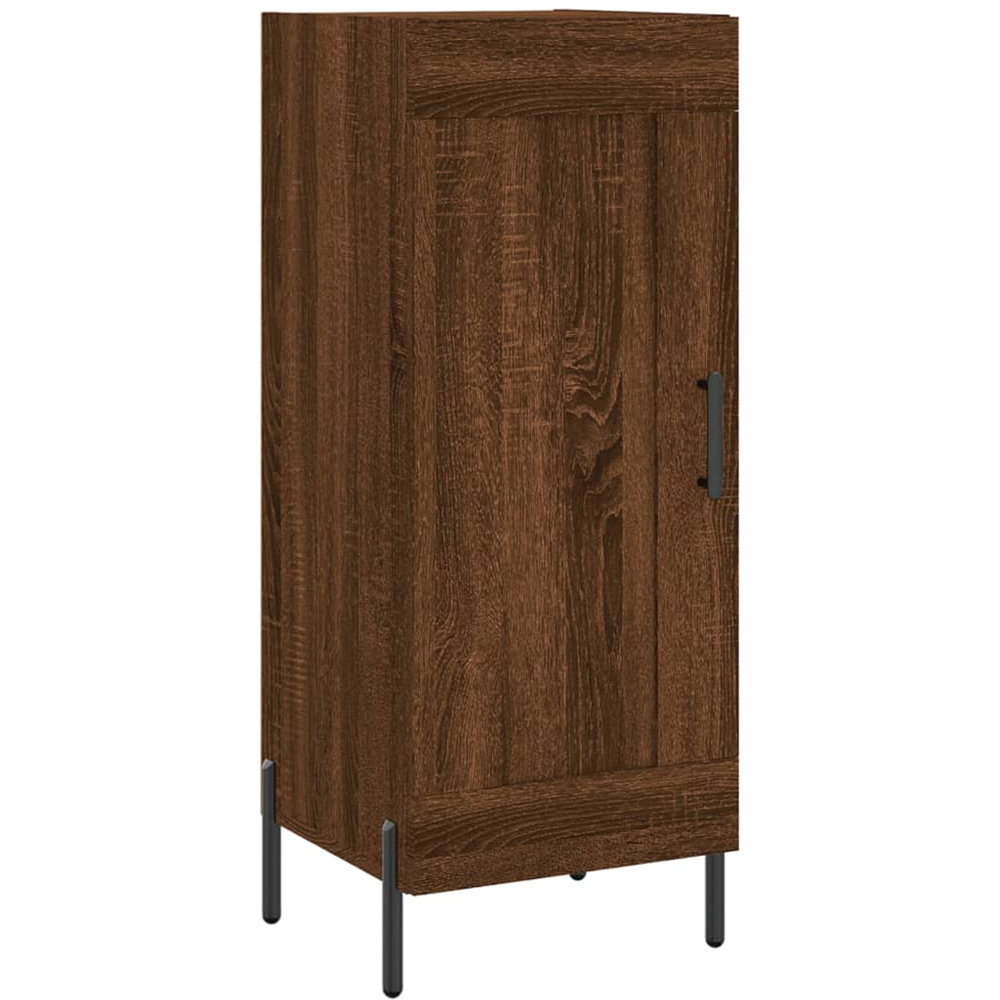 vidaXL Single Door 3 Shelf Brown Oak Sideboard with Metal Legs Image 2