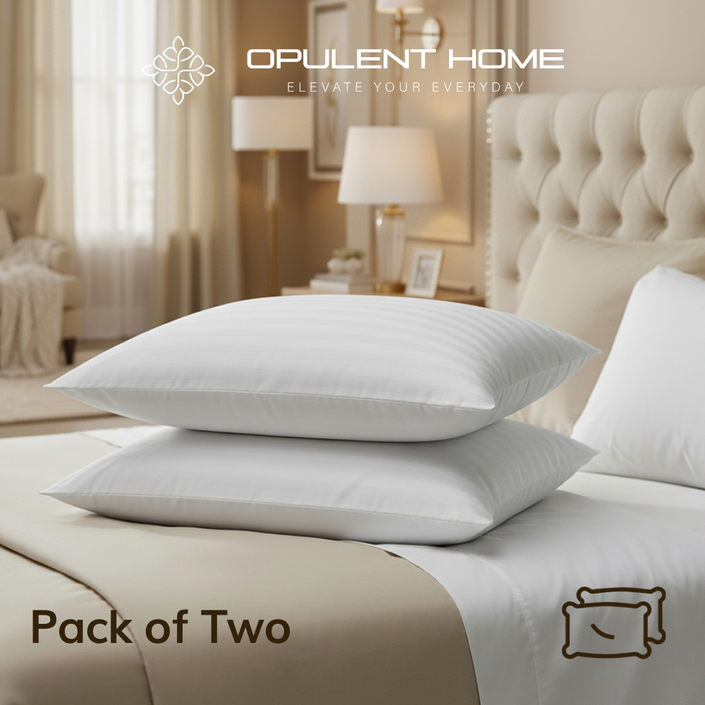Opulent Home White Striped Medium-Firm Anti-Allergy Pillow 2 Pack Image 6