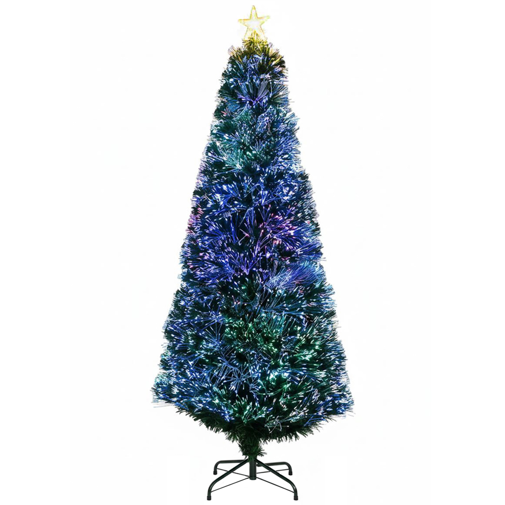 The Christmas Centre Warm White LED Green Fibre Optic Artificial Xmas Tree 7ft Image 1