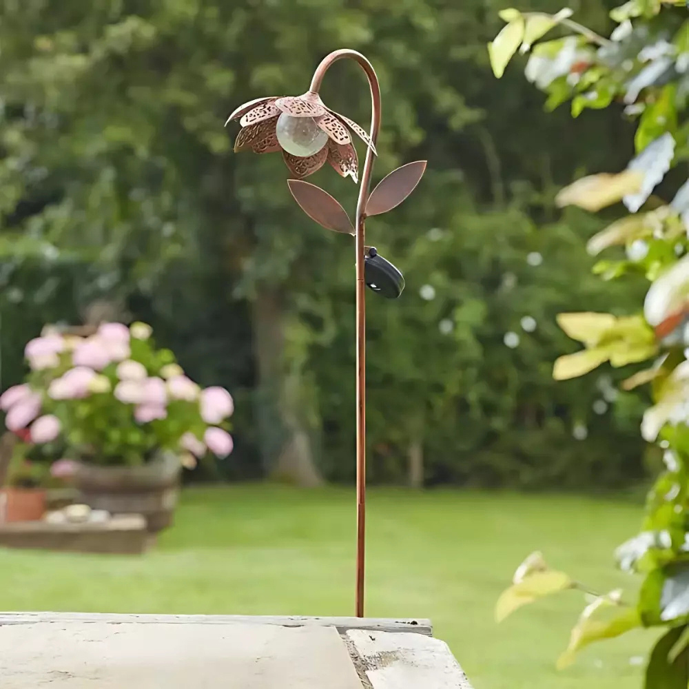 Garden Mile Bloom Damasque Flower Solar LED Stake Light Image 3