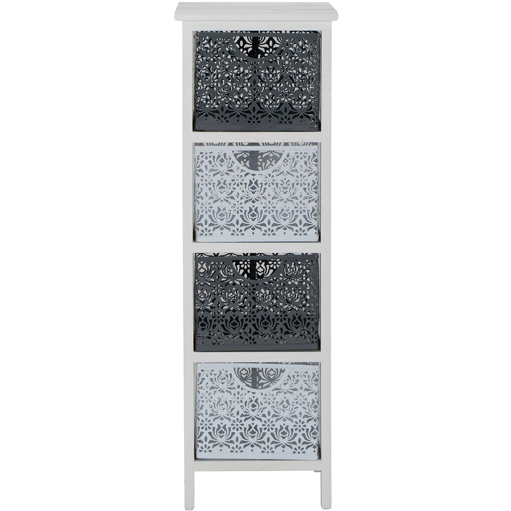 Lacey 4 Drawer Grey and White Storage Tower Image 4