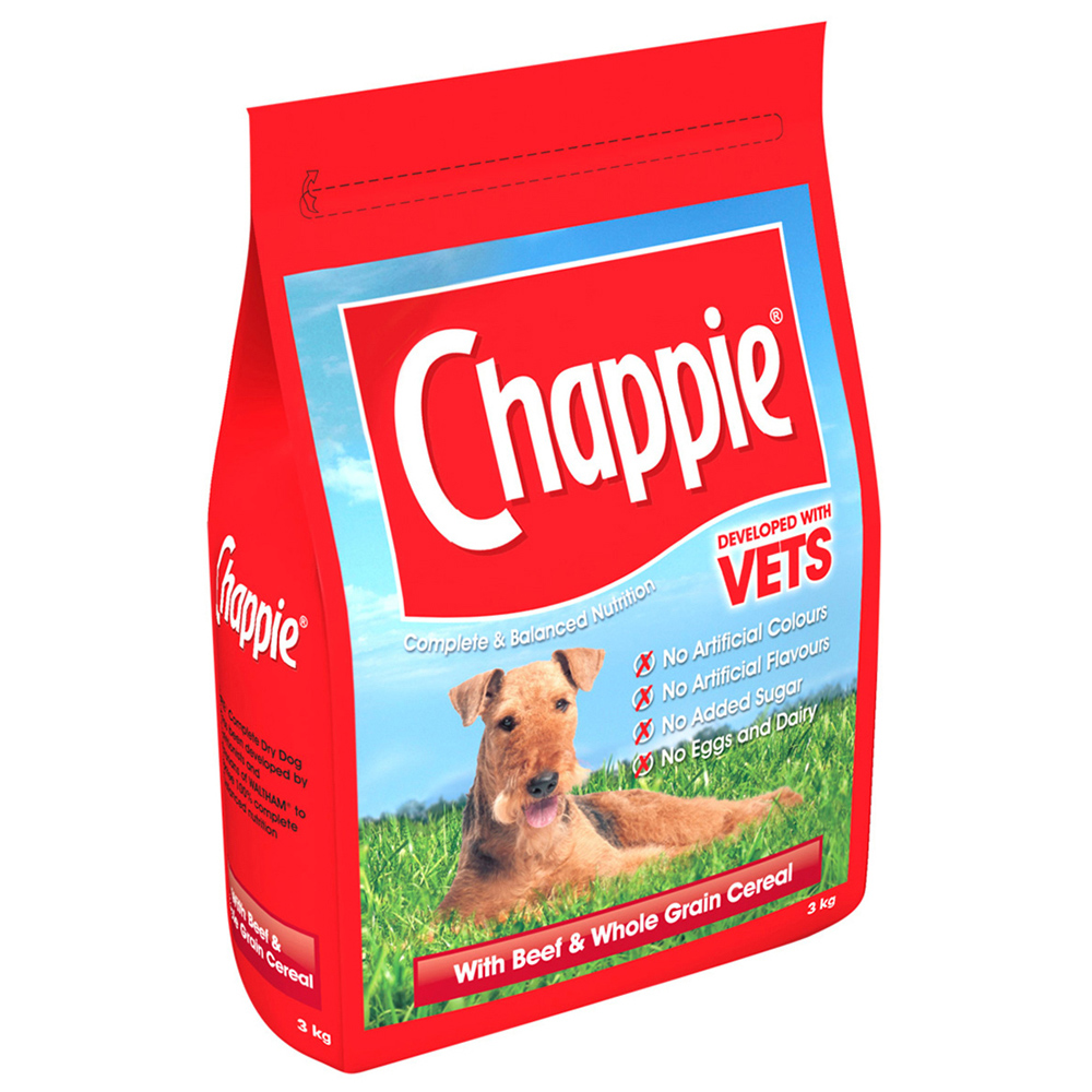 Chappie Beef and Wholegrain Cereal Complete Dry Adult Dog Food 3kg Image