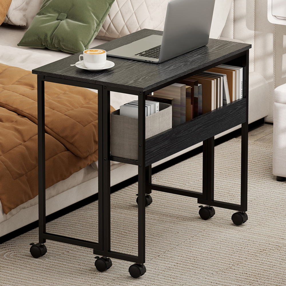 Portland Black Foldable Computer Desk with Wheels Image 1