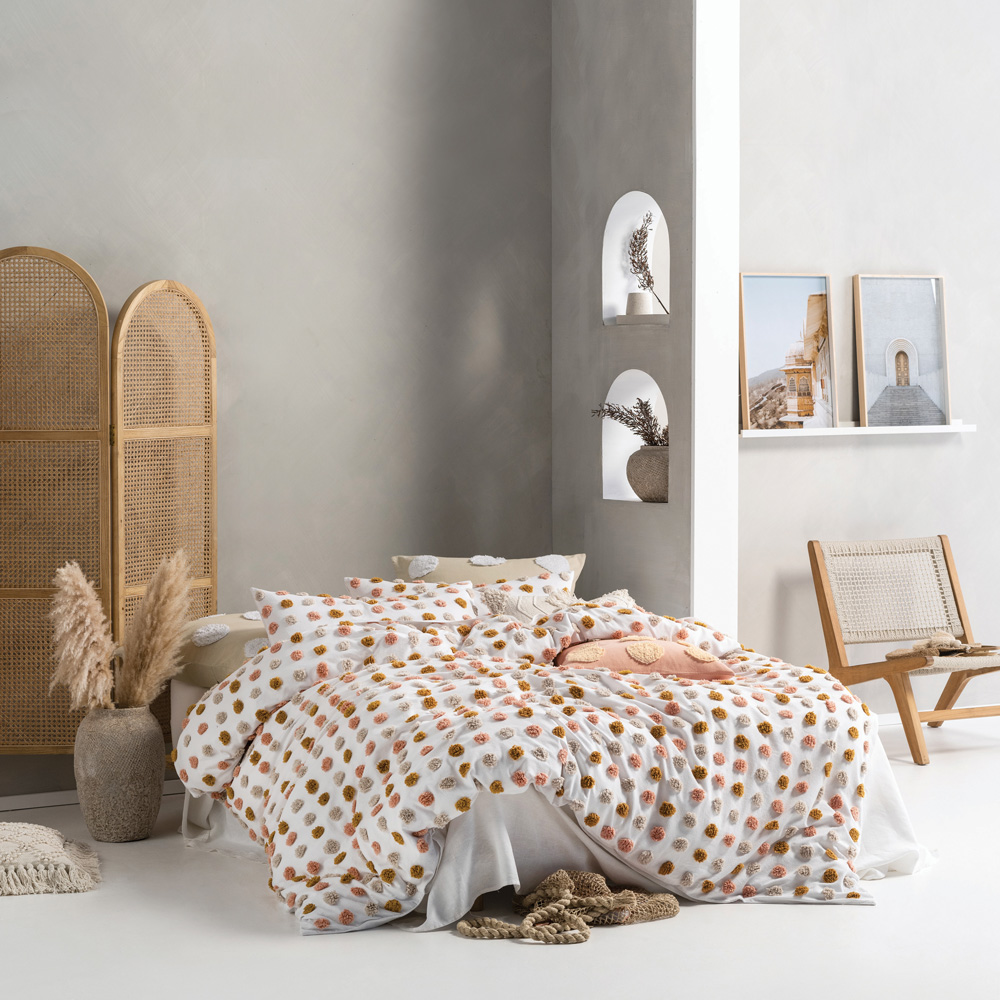 Linen House Haze Double Multicolour Tufted Duvet Cover Set Image 5