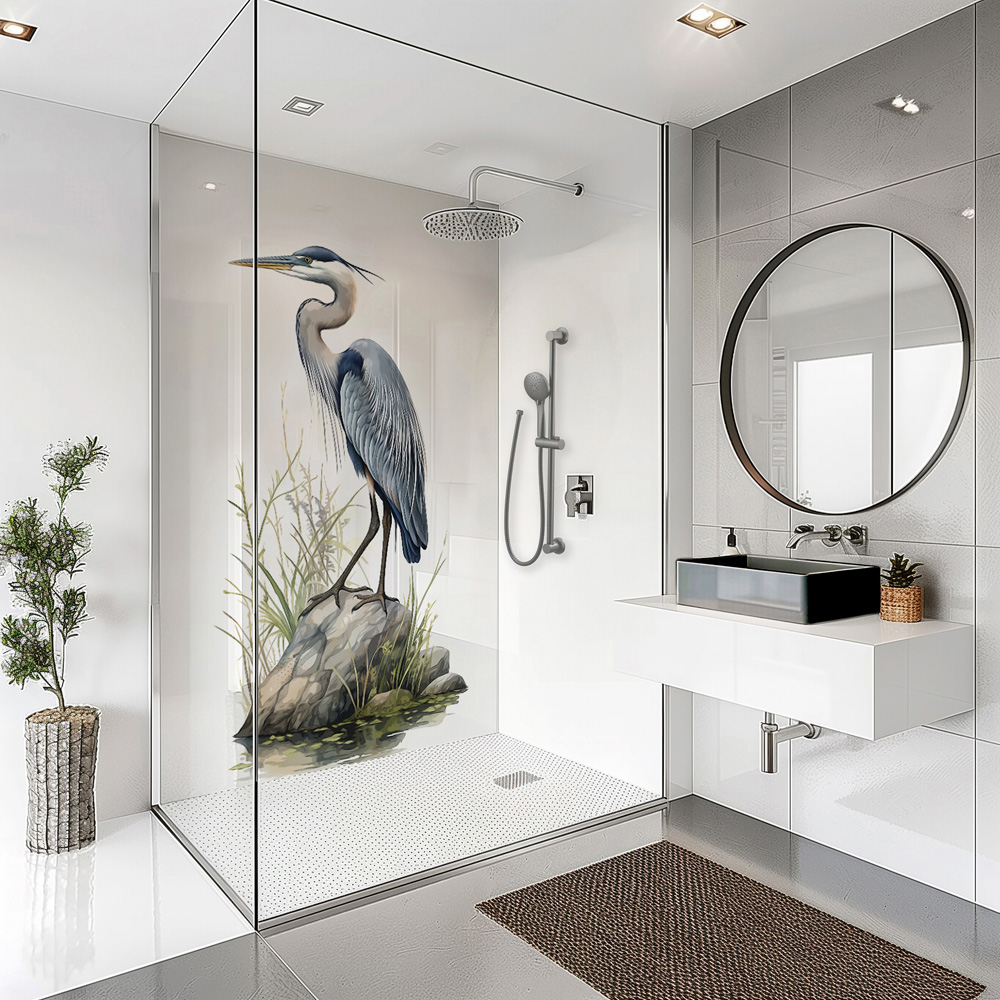 Splashbax Premium Artisan Blue Crane Birds Acrylic Bathroom Wall Panel 2400 x 1200mm Image 6