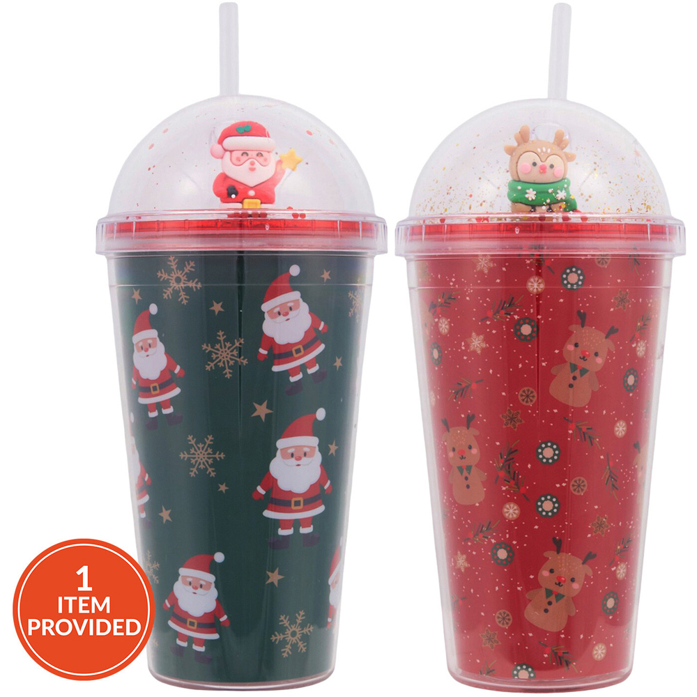 Christmas Figure Tumbler with Straw Image 1