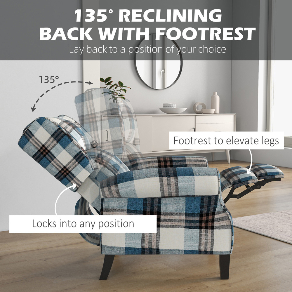 Portland Blue Wingback Reclining Chair Image 4