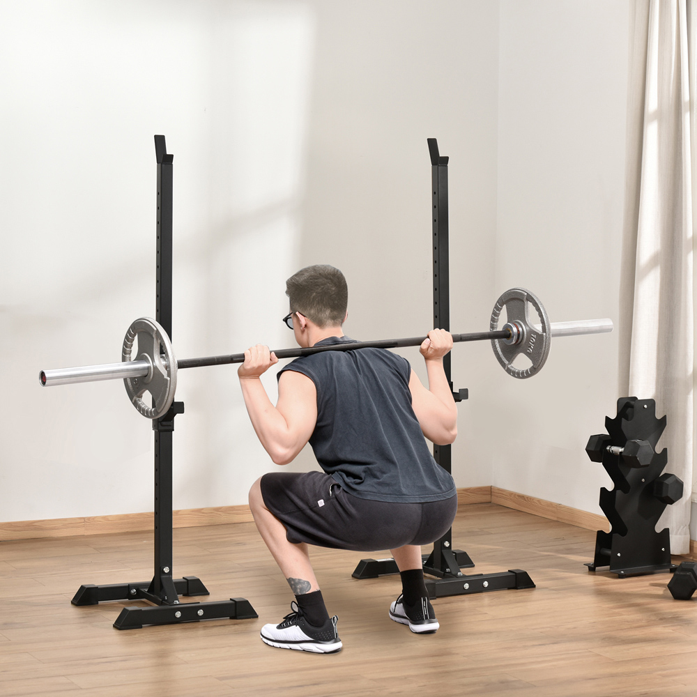 HOMCOM Heavy Duty Weight Barbell Squat Stand with Power Rack Holder Image 2