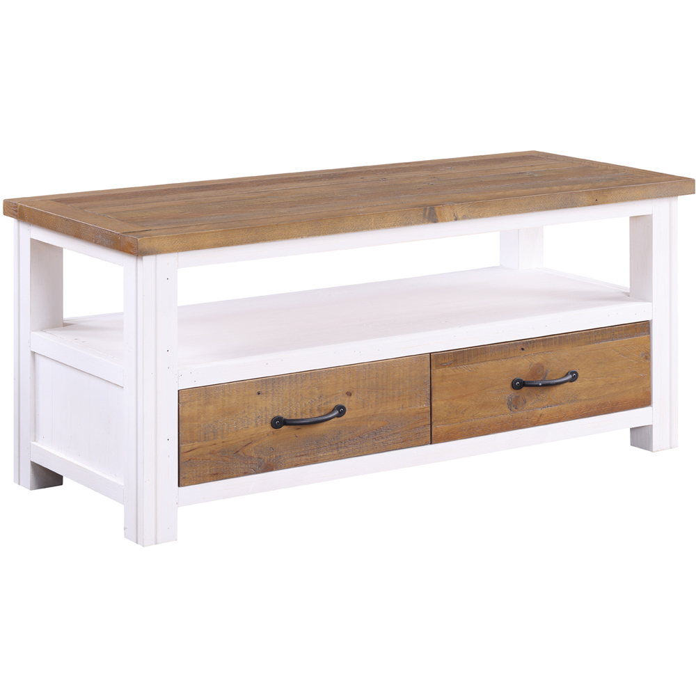 Baumhaus Splash of White 2 Drawer Single Shelf Widescreen White Television Cabinet Image 2