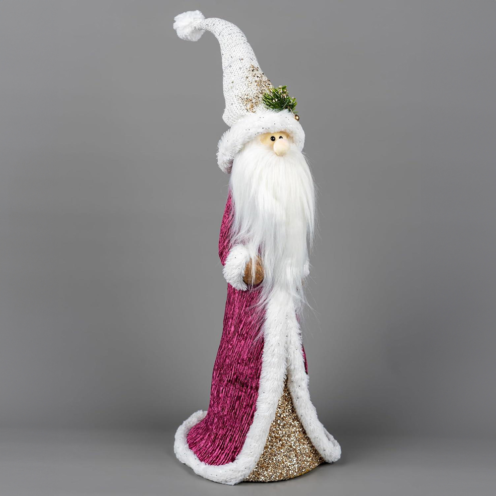 Shatchi Burgundy and Gold Santa Christmas Decoration 58cm Image 2