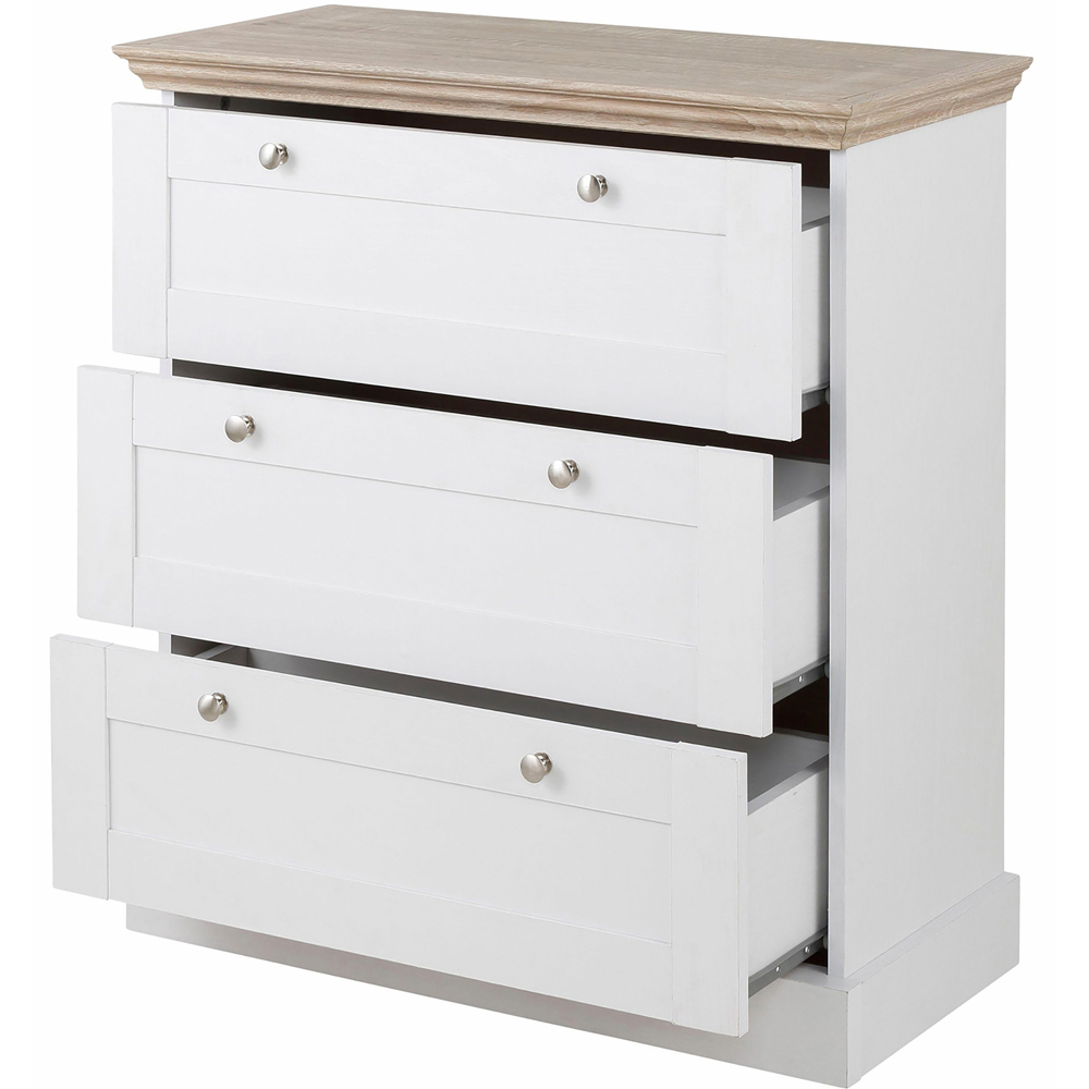 Loft24 Binz 3 Drawer White and Oak Dresser Cabinet Image 4